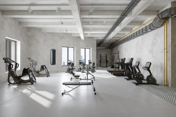 aparelhos de musculação em uma academia