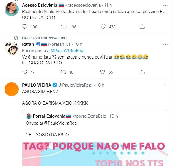 Paulo Vieira é atacado na web após piada com Eslovênia Paulo Vieira é atacado na web após piada com Eslovênia