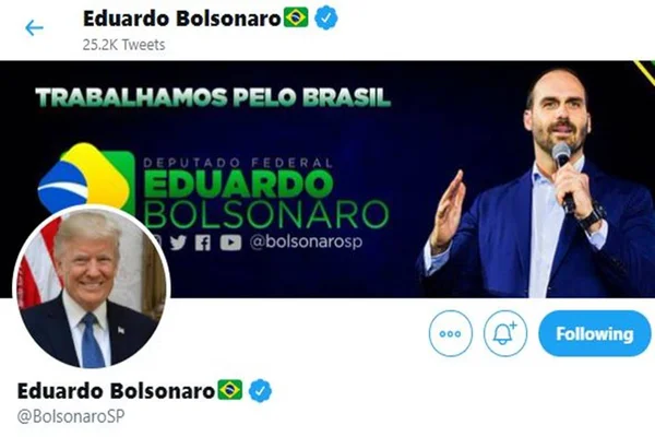Eduardo Bolsonaro coloca foto de Trump como avatar no Twitter