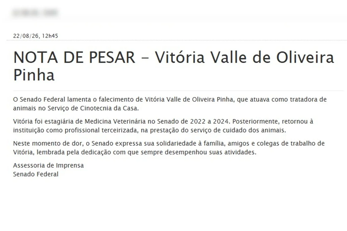 Nota do Senado Federal Nota do Senado Federal