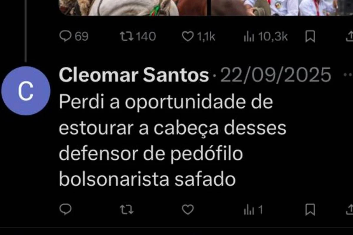 Ex-petista é indiciado por ameaça de morte a deputado bolsonarista - imagem 2 Ex-petista é indiciado por ameaça de morte a deputado bolsonarista - imagem 2