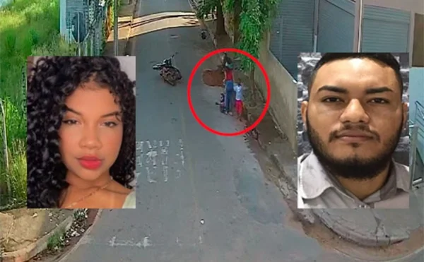 Montagem com o rosto da jovem assassinada no MT e o suposto autor do crime, o ex-namorado da vítima - Metrópoles