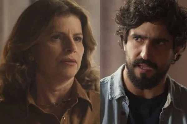 Montagem colorida de Deodora (à esquerda) e Tertulinho (à direita), personagens da novela Mar do Sertão - Metrópoles