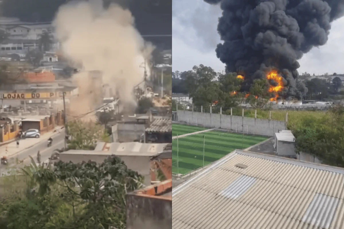 Bueiros explodem após incêndio em fábrica de solventes na Grande SP