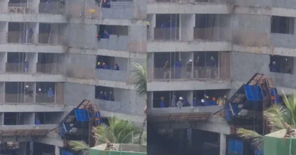 Imagem colorida de obra onde ocorreu o acidente - Metrópoles