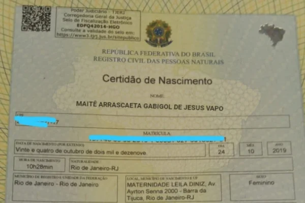 Torcedor do Flamengo faz montagem inusitada com certidão da filha