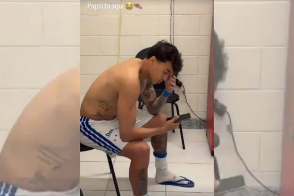 Imagem colorida de KAio Jorge, do Cruzeiro, após provocação de Alexsander, do Atlético- Metrópoles