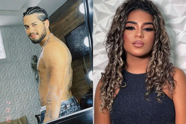 Montagem com fotos coloridas de MC Jhenny e Zé Felipe - Metrópoles