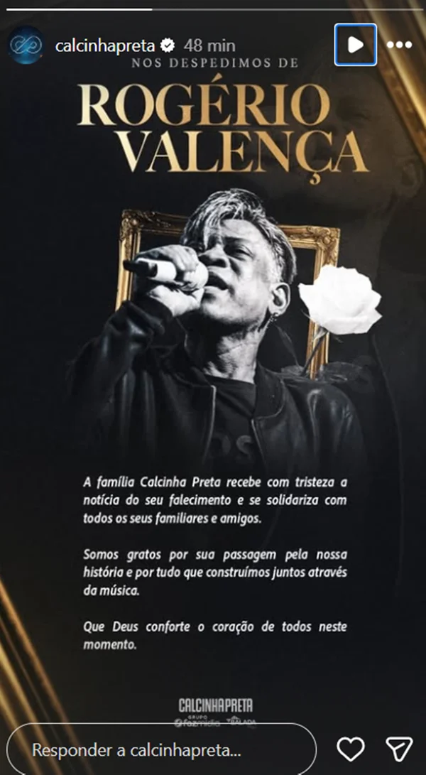 Calcinha Preta lamenta a morte de Rogério Valença, ex-vocalista da banda - destaque galeria