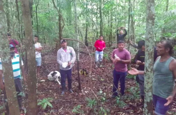 foto de homens reunidos em uma floresta