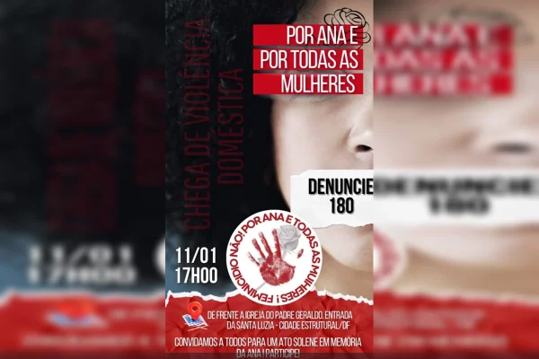 Imagem sobre ato solene em homenagem à vítima de feminicídio ocorrerá na Estrutural