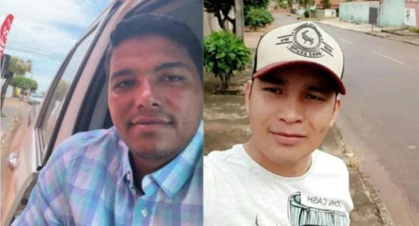 Montagem com fotos coloridas do suspeito John Lennon Rodrigues Ribeiro e do PM Herik Maykon Flores - Metrópoles