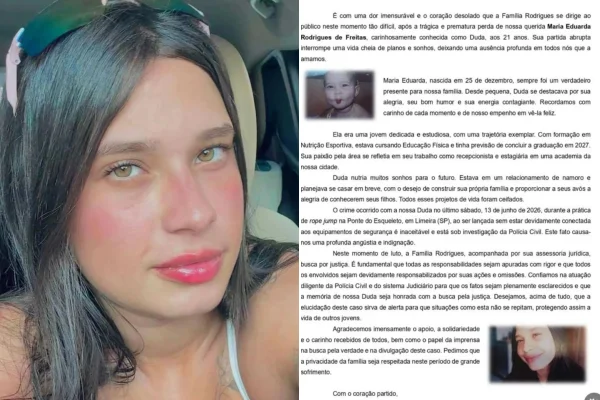 Jovem que morreu em salto de rope jump planejava casamento; leia carta