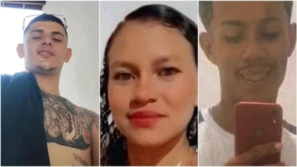 Foto colorida de três vítimas da chacina - Metrópoles