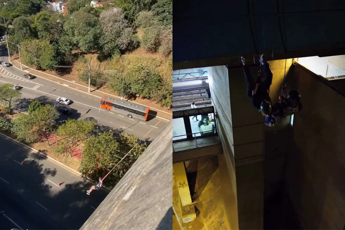Apesar de proibido, empresas oferecem rapel e saltos no Viaduto Sumaré Apesar de proibido, empresas oferecem rapel e saltos no Viaduto Sumaré