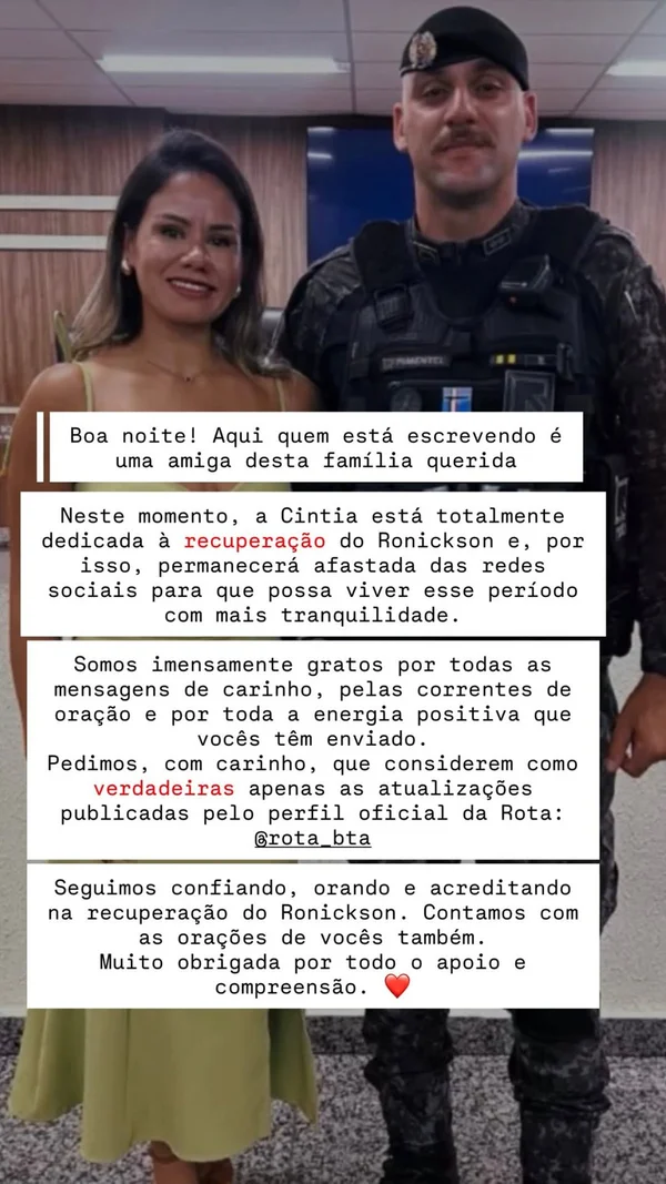 Esposa atualiza estado de saúde do irmão de Eloá, baleado em São Paulo - destaque galeria