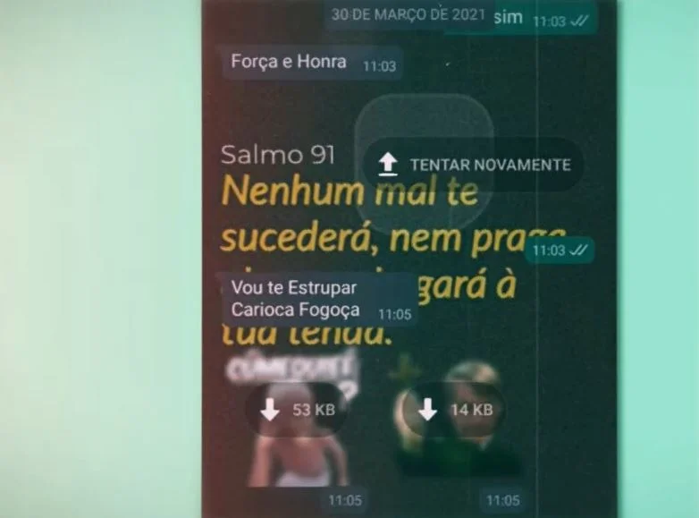 Prints de mensagens do tenente-coronel para a ex-PM Prints de mensagens do tenente-coronel para a ex-PM