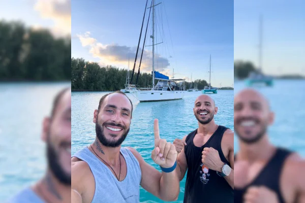 Lucas e Neto Faraco saíram de Ubatuba em um veleiro em março de 2018 e estão voltando para o litoral paulista neste sábado (17/5) - Metrópoles