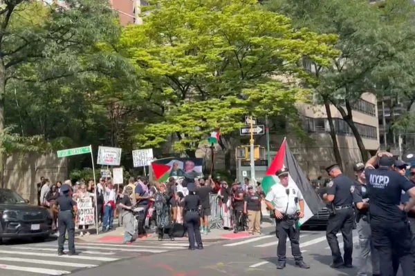 Imagem colorida de manifestação pró-palestina