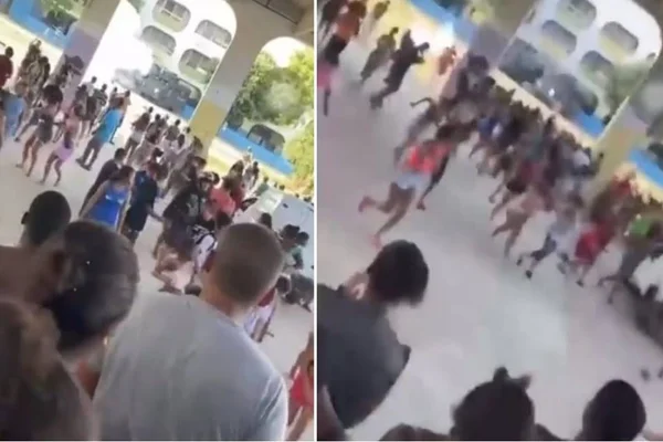 Foto colorida de bandidos dentro de uma escola no Rio de Janeiro - Metrópoles