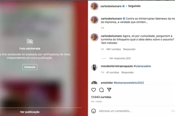 Carlos Bolsonaro tinha feito publicação falsa no Instagram