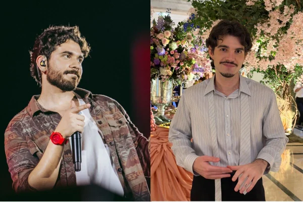 Montagem com fotos coloridas de Gustavo Mioto e Jão