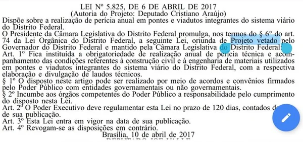 Rollemberg vetou lei de vistoria em pontes e viadutos de Brasília