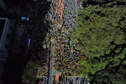Manifestantes participam de ato bolsonarista na Avenida Paulista, em São Paulo
