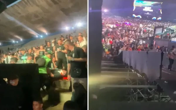 imagem colorida de rampa que desabou em show de rap - Metrópoles