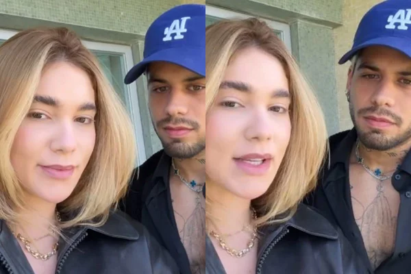 Montagem com print de um vídeo de Zé Felipe e Virginia Fonseca - Metrópoles