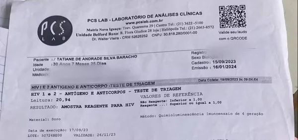 imagem colorida exame errado teste positivo hiv