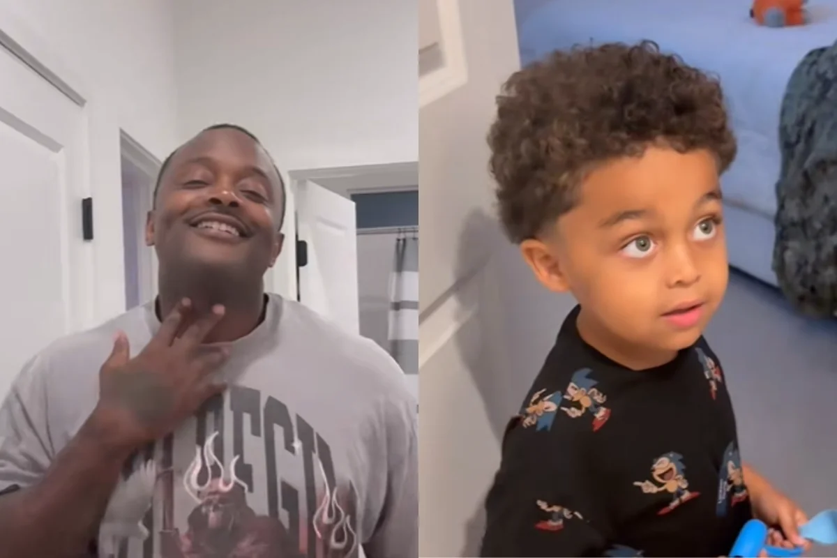 Menino de 4 anos reage ao ver pai pela primeira vez sem barba