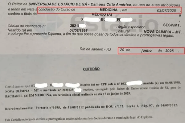 Imagme colorida, doiplomas falsos de medicina- Metrópoles