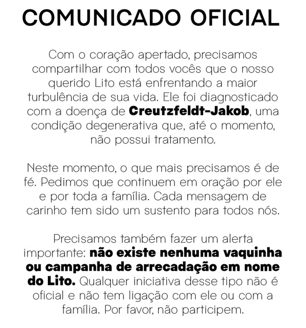 Neurocirurgião detalha doença de Lito Sousa: “Não existe tratamento” - destaque galeria