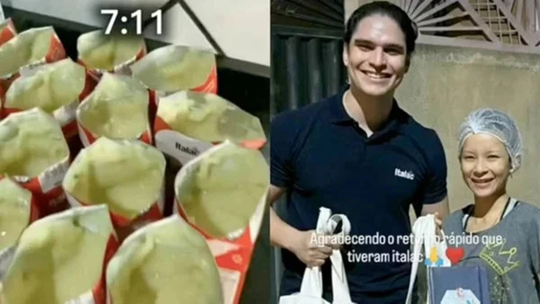 imagem colorida mulher compra 40 caixas de leite condensado estragado