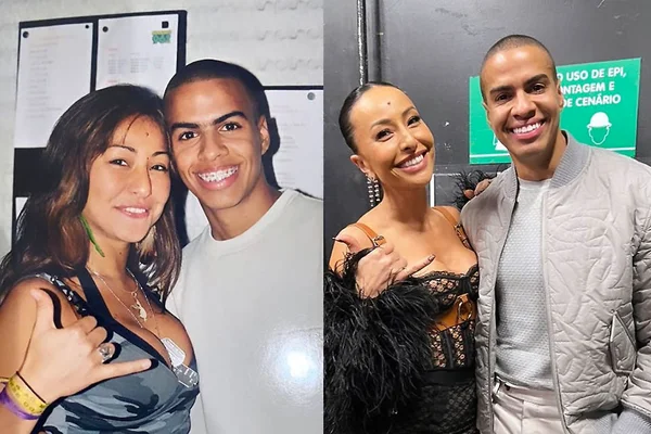 Sabrina Sato e Thiago Oliveira em 2003 e hoje
