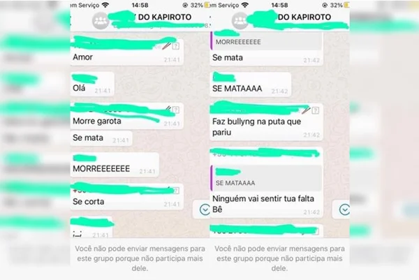 Menina de 11 anos é alvo de bullying no WhatsApp e colegas pedem sua morte