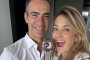 César Tralli e Ticiane Pinheiro posam juntos para as redes sociais