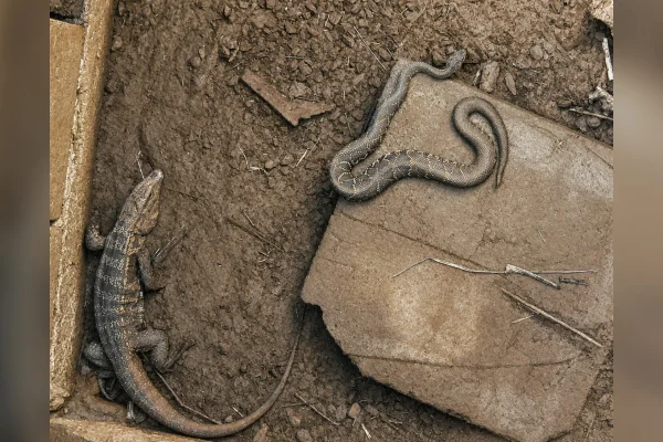 Cobra e teiú resgatados em Uberaba (MG)