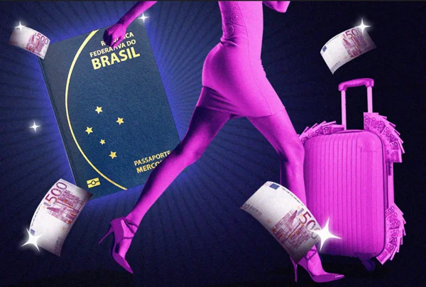 Arte de mulher com passaporte