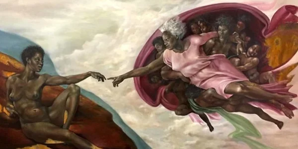Artista emociona ao recriar Deus de Michelangelo como uma mulher negra