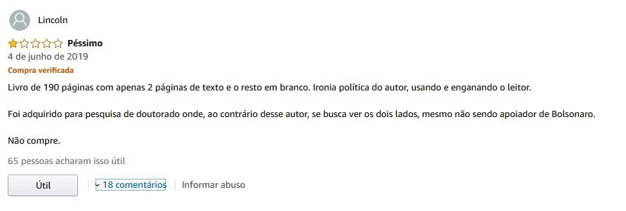 Livro Por Que Bolsonaro Merece Respeito gera ira de leitores na Amazon - imagem 9 Livro Por Que Bolsonaro Merece Respeito gera ira de leitores na Amazon - imagem 9