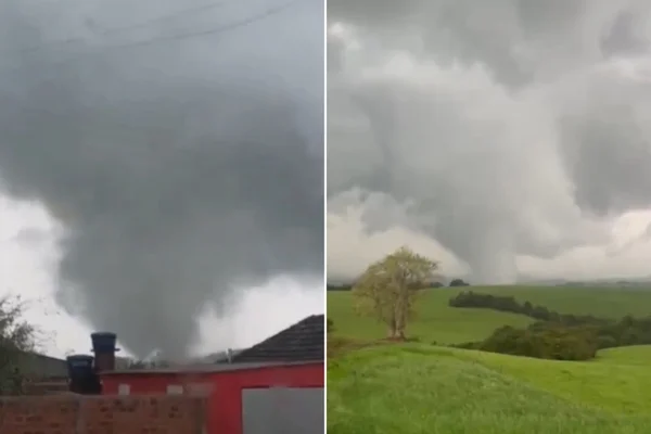 imagem colorida que mostra registros de tornado registrado no rio grande do sul