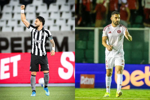 Foto colorida de Alex Telles e Bruno Henrique - Metrópoles