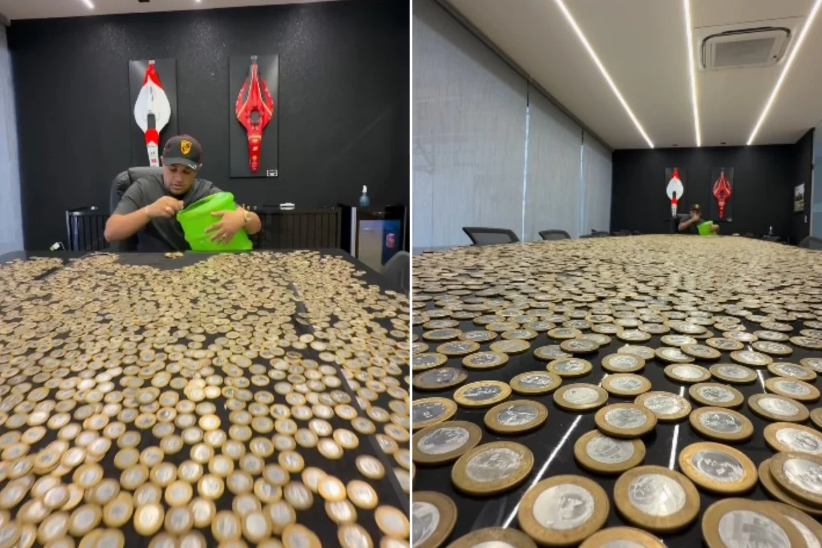 Borracheiro surpreende e paga parte de Hilux com milhares de moedas de R$ 1