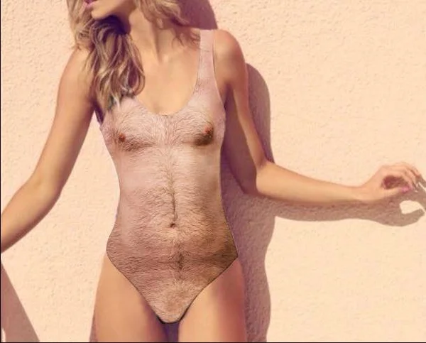 Marca lança maiô com estampa de barriga peluda masculina