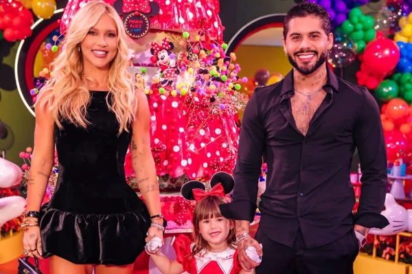 Virginia e Zé Felipe aparecem juntos na festa de 5 anos da filha mais velha, Maria Alice