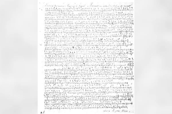 Carta com código antigo, utilizado para transmitir informações militares estratégicas entre as tropas de Napoleão. Metrópoles