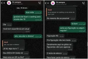 Prints da conversa entre o ator e o golpista Prints da conversa entre o ator e o golpista