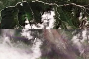 Imagens de satélite mostram antes e depois de deslizamento no Nepal Imagens de satélite mostram antes e depois de deslizamento no Nepal